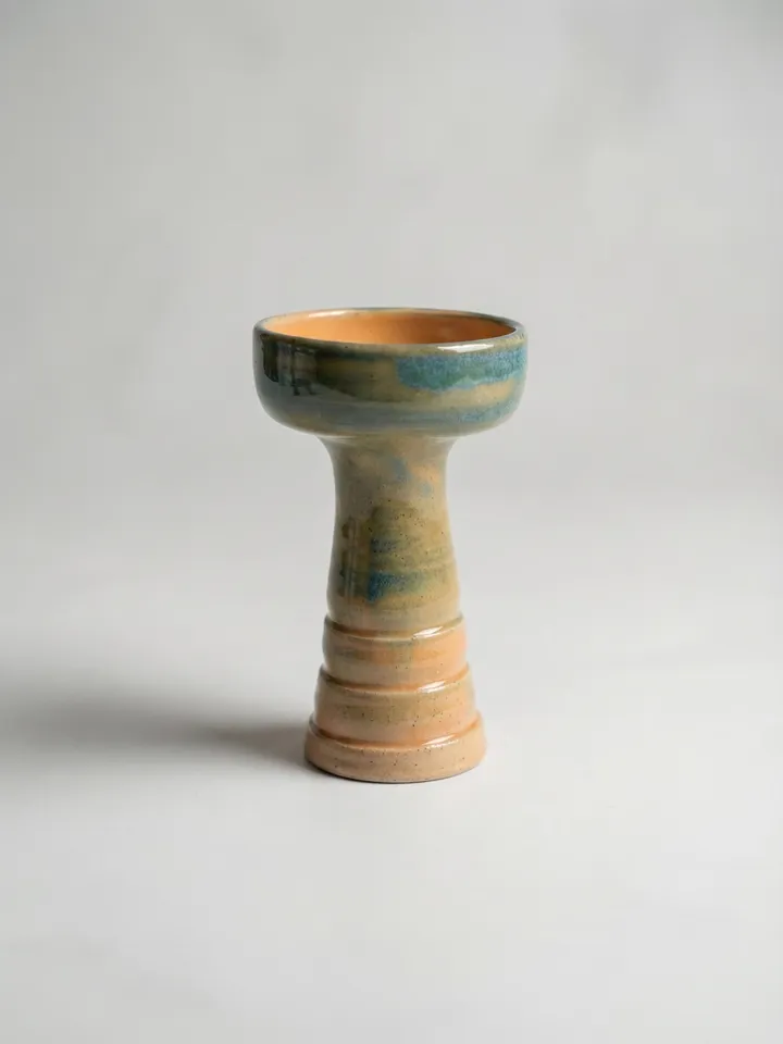 Green Blue Rim Candle Holder - front view