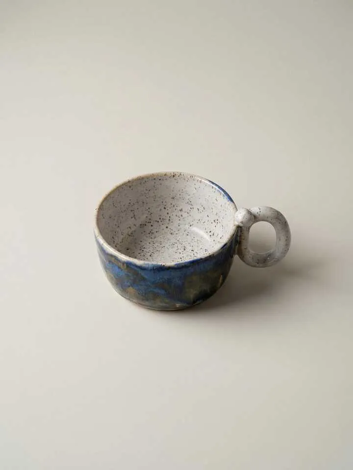 Blue Earthy Wide Bowl Mug - detail view